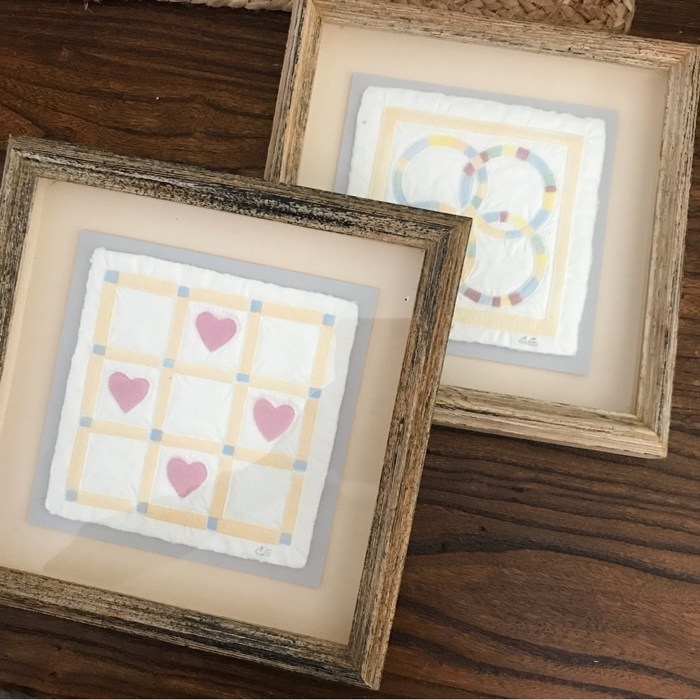 ▪️VINTAGE Set of 2 Quilt Shadowbox Art - Picture 1 of 13